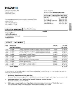 USA Editable Templates 12 USA Chase account statement template in Word and PDF format, good for address prove