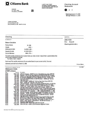 USA Editable Templates 15 USA Citizens bank statement template in Word and PDF format, (4 pages) good for address prove
