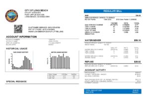 USA City of Long Beach utility bill template in Word and PDF format