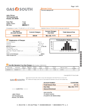 USA Editable Templates 9 USA New York Gas South utility bill template in Word and PDF format