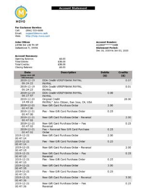 USA Editable Templates 8 USA MOVO bank statement template in Word and PDF format, good for address prove
