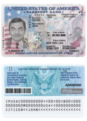 USA passport ID card template in PSD format, fully editable