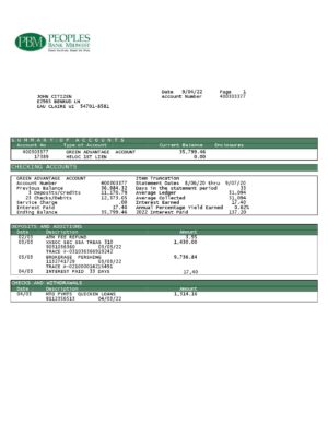 USA Peoples Bank Midwest (PBM) bank statement Word and PDF template, 5 pages 5