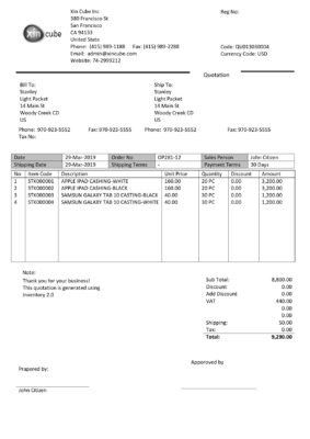 USA San Francisco Xincube utility bill template in Word and PDF format