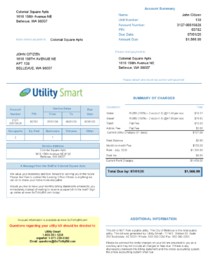 USA Editable Templates 7 USA Arizona Utility Smart utility bill template in Word and PDF format (.doc and .pdf)