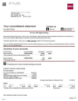 USA Editable Templates 15 USA Washington BB&T bank statement Word and PDF template, 5 pages 1