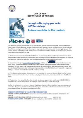 USA City of Flint Michigan Department of Finance utility bill shutoff notice, Word and PDF template