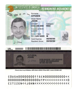 USA green card, permanent resident card template in PSD format, fully editable