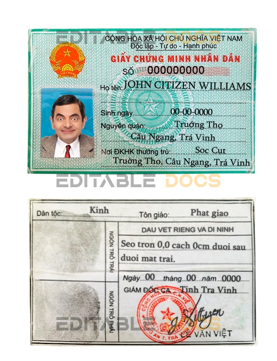 Vietnam ID template in PSD format, fully editable