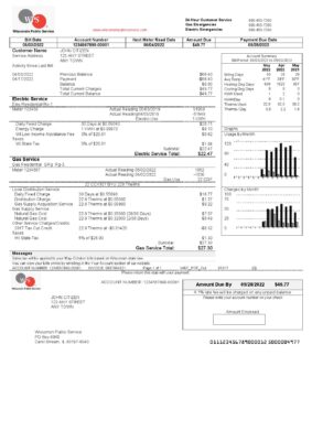 USA WPS utility bill template in Word and PDF format