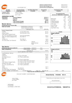 USA We utility bill template in Word and PDF format