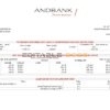 Andorra Andbank bank statement template in Word and PDF format, good for address prove