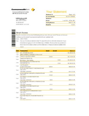 Australia Editable Template 1 Australia Commonwealth Bank statement template in Excel and PDF format, fully editable
