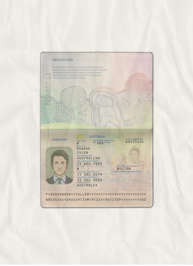 Authentic Australia standard PSD Passport Template