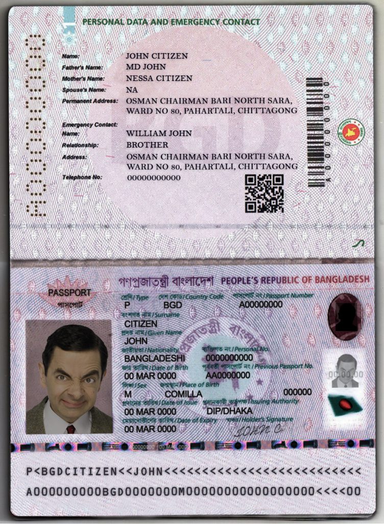Authentic Bangladesh PSD E-Passport Template (2020 – present)