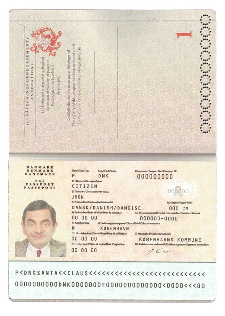 Authentic Denmark PSD Passport Template
