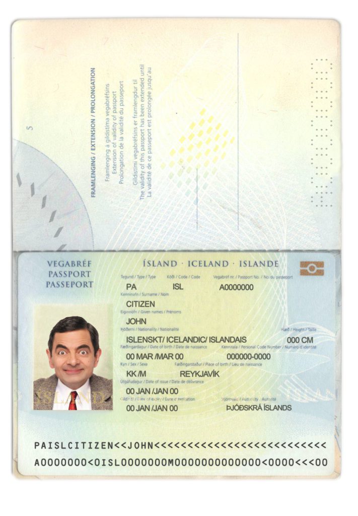Authentic Iceland PSD Passport Template