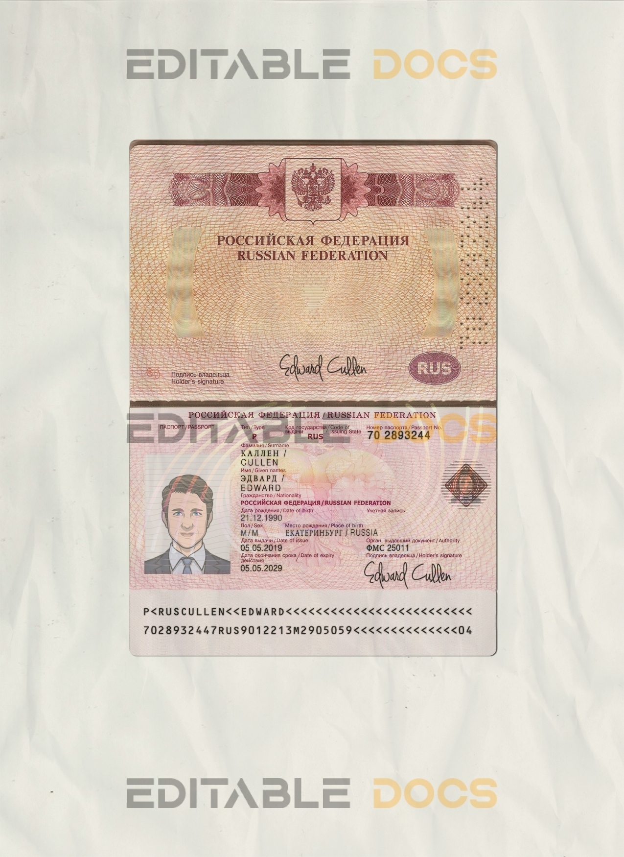 Authentic Russia Travel PSD Passport Template