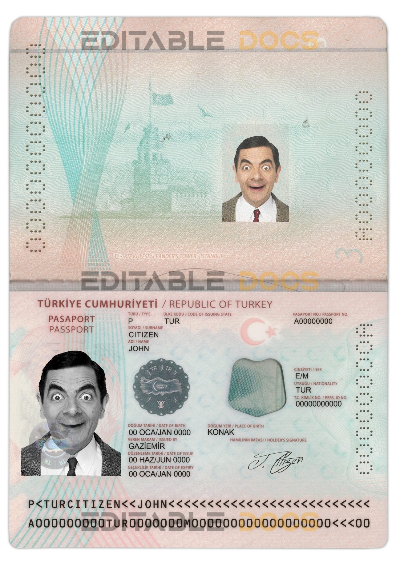 Authentic Turkey PSD Passport Template (2018 – present)