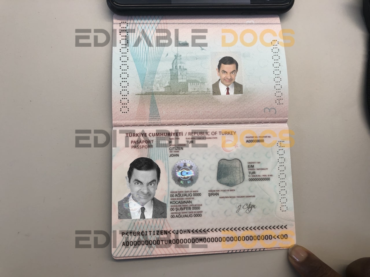 Authentic Turkey PSD Passport Template (photo look, 2018 – present)