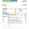 Belize Belizebank proof of address bank statement template in Word and PDF format