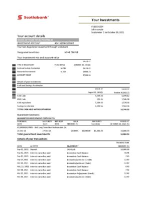 Chile Scotiabank bank statement easy to fill template in Excel and PDF format