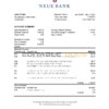 Liechtenstein Neue Bank AG bank statement easy to fill template in .xls and .pdf file format
