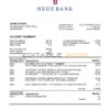 Liechtenstein Neue Bank AG proof of address statement template in Word and PDF format