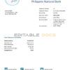 Philippines National Bank (PNB) proof of address bank statement template in Word and PDF format