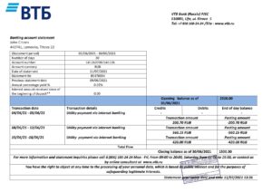 Russia Editable Templates 2 Russia VTB bank proof of address statement template in Word and PDF format