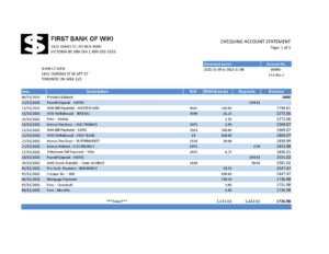 USA Editable Templates 2 USA First Bank of Wiki bank statement easy to fill template in .xls and .pdf file format