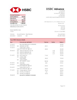 USA Editable Templates 11 USA HSBC bank statement template in Excel and PDF format