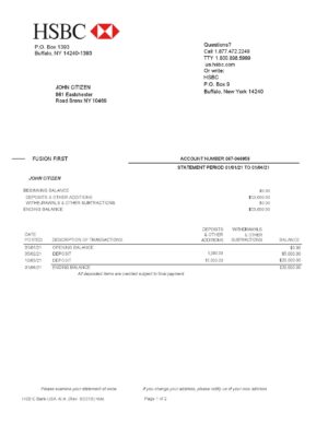 USA Editable Templates 13 USA HSBC bank statement template in Word and PDF format, 2 pages, version 2