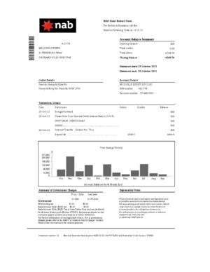 USA Editable Templates 2 USA NAB Bank statement template in .xls and .pdf file format