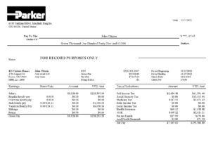 USA Editable Templates 15 USA Parker Hannifin engineering company pay stub Word and PDF template