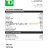 USA TD bank credit card statement template in Word and PDF format
