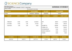 USA Editable Templates 3 USA The Science Company science company pay stub Word and PDF template