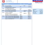 United Kingdom Nationwide bank statement template in .doc and .pdf format (5 pages)