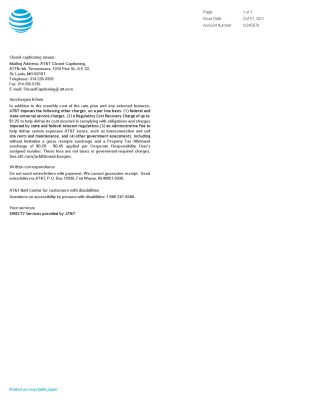 USA AT&T invoice template in Word and PDF format, fully editable, 3 pages