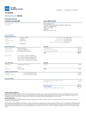 USA American Express invoice template in Word and PDF format, fully editable