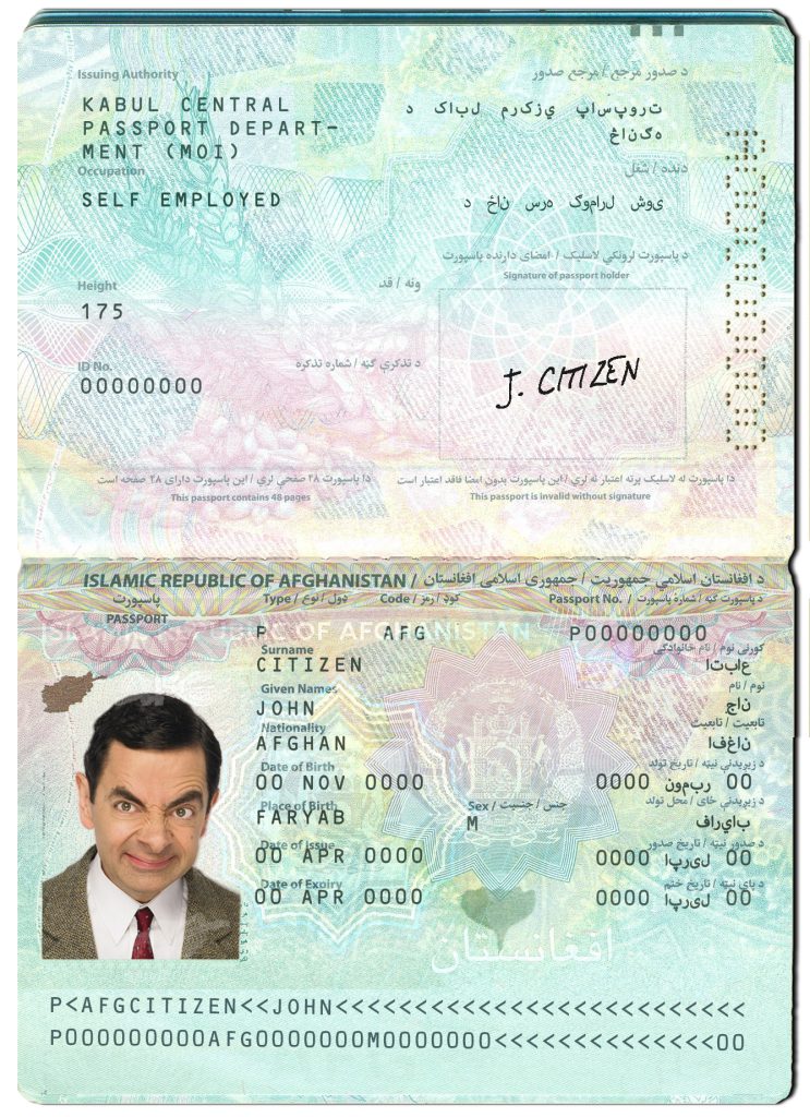 Authentic Afghanistan PSD Passport Template