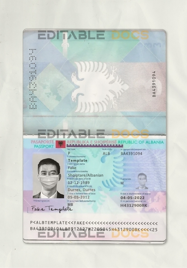 Authentic Albania PSD Passport Template