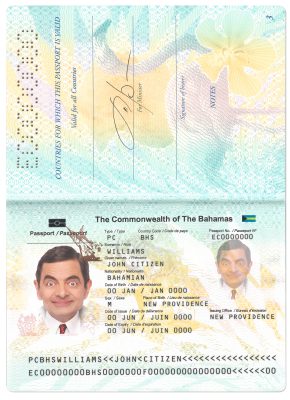 Authentic Bahamas PSD Passport Template