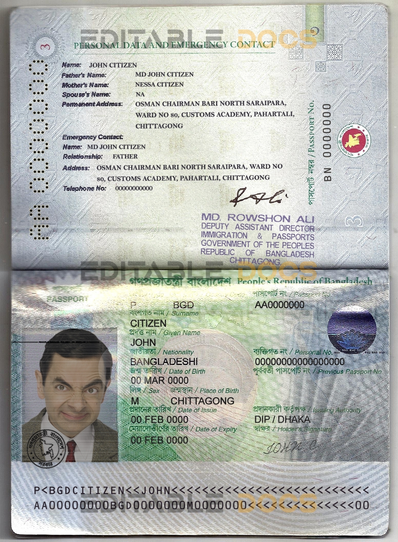 Authentic Bangladesh PSD Passport Template (2013-2019)