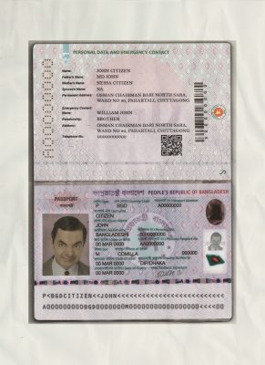Authentic Bangladesh PSD e-Passport Template (2020 – present, version 2)