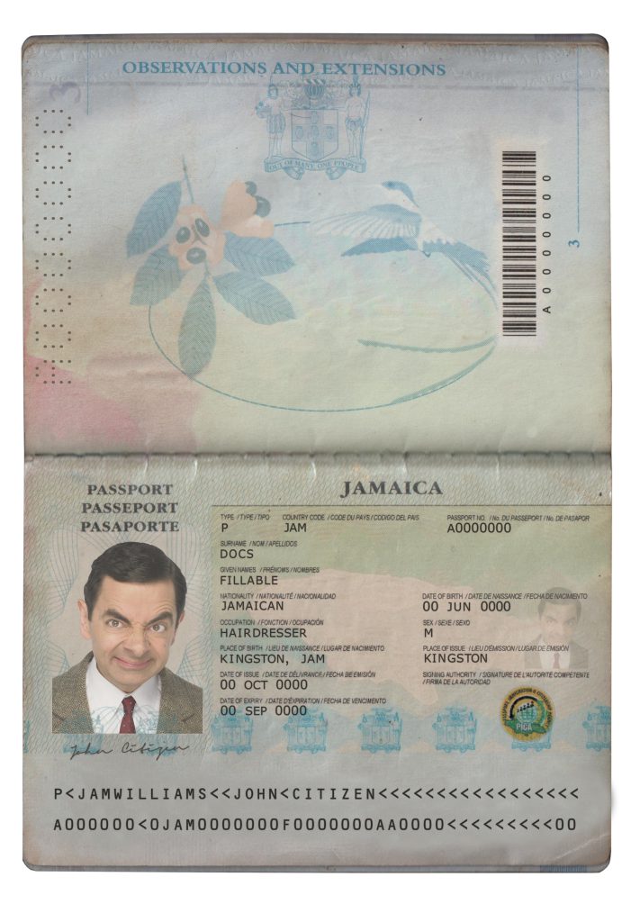 Authentic Jamaica PSD Passport Template