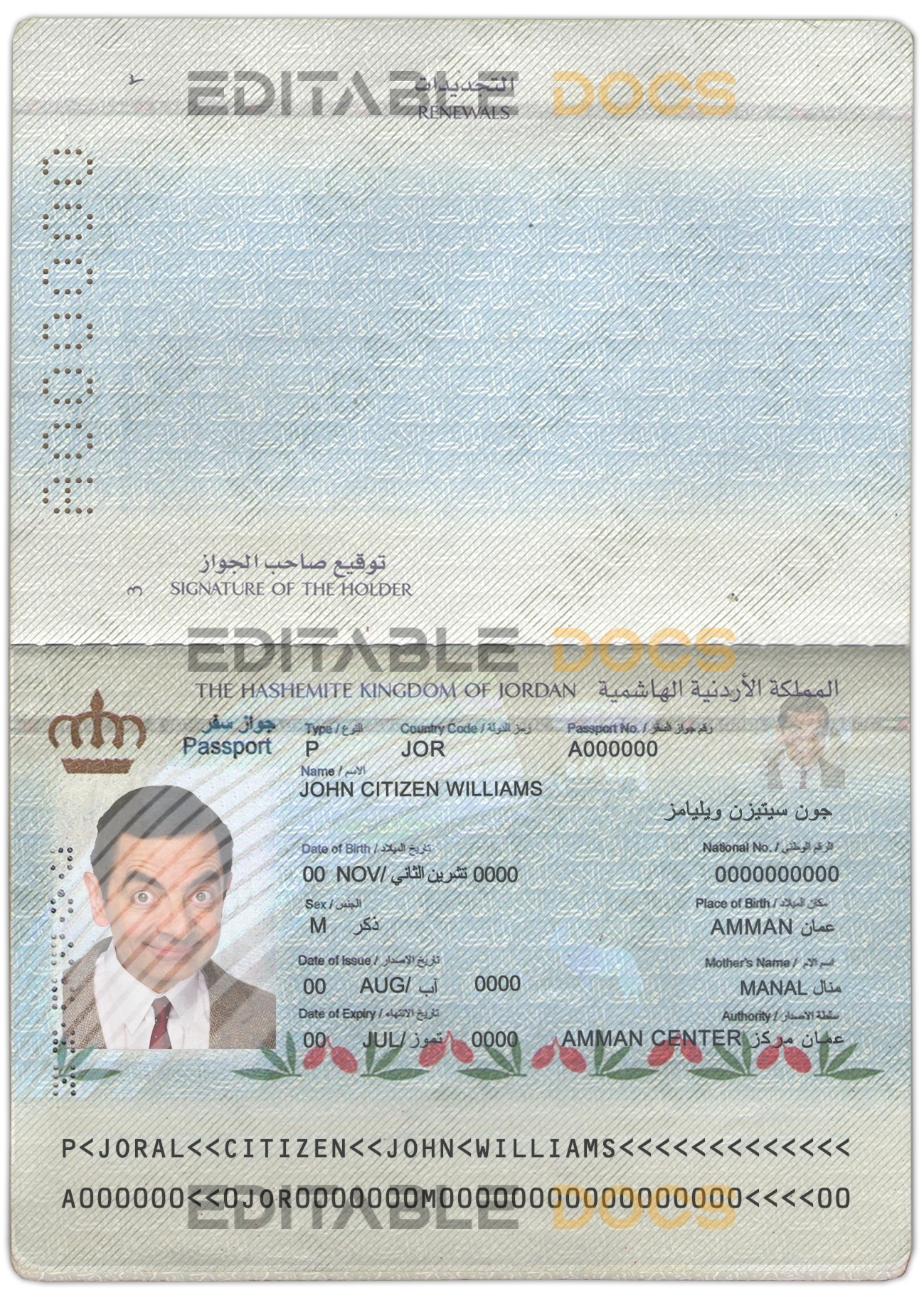 Authentic Jordan PSD Passport Template