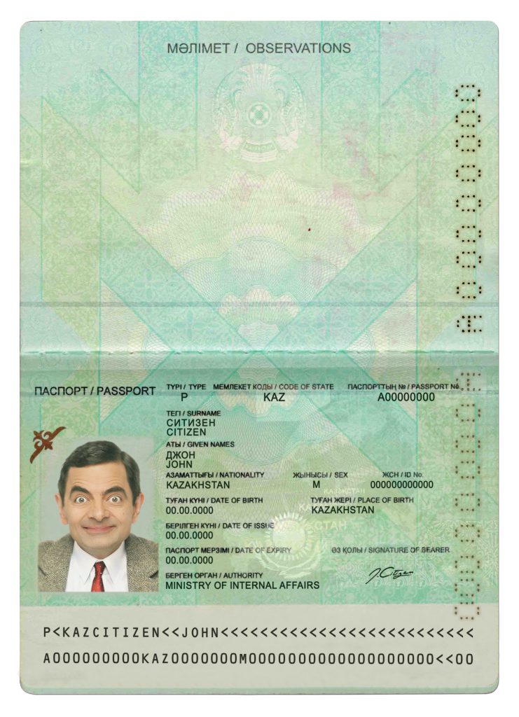 Authentic Kazakhstan PSD Passport Template (2009 – present)