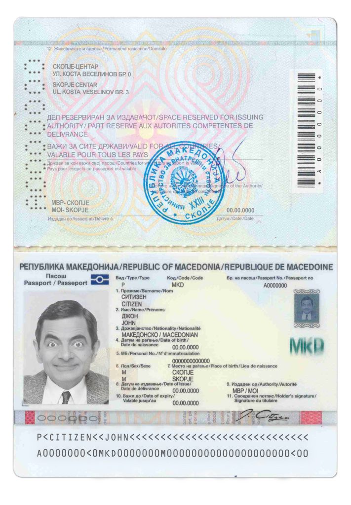 Authentic Macedonia PSD Passport Template