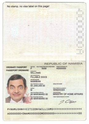 Authentic Namibia PSD Passport Template